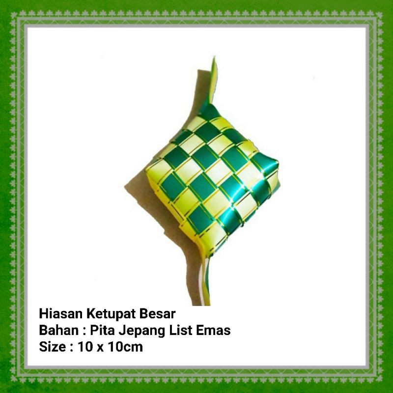 

Hiasan Ketupat Pita Jepang List Emas Besar XL 10 x 10cm