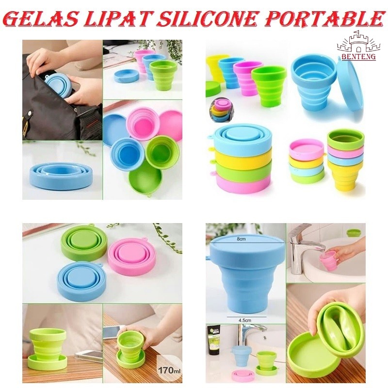 GL17 - GELAS lipat silicon CANGKIR portable ELASTIS travel silikon cup