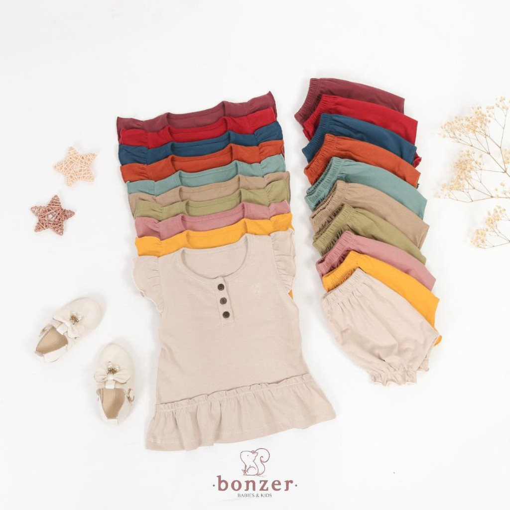 PROMO 7.7 PROMO BAJU LEBARAN MURAH EMMA SET BONZER BABY - BABY RUFFLE SET SETELAN FASHION ANAK PEREMPUAN