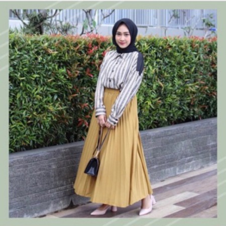 VS - ROK PLISKET MURAH PRISKET PLEATED SALE POLOS REMPEL MUSLIMAH SKIRT ABG FLARE SKIRT MAYUNG FLOWY