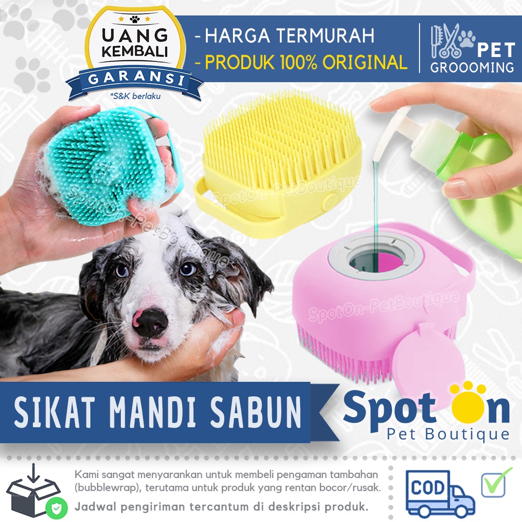 Sikat Mandi Hewan Isi Sabun | Sisir Mandi Silikon Pijat Anjing Kucing Kelinci | Pet Brush Grooming