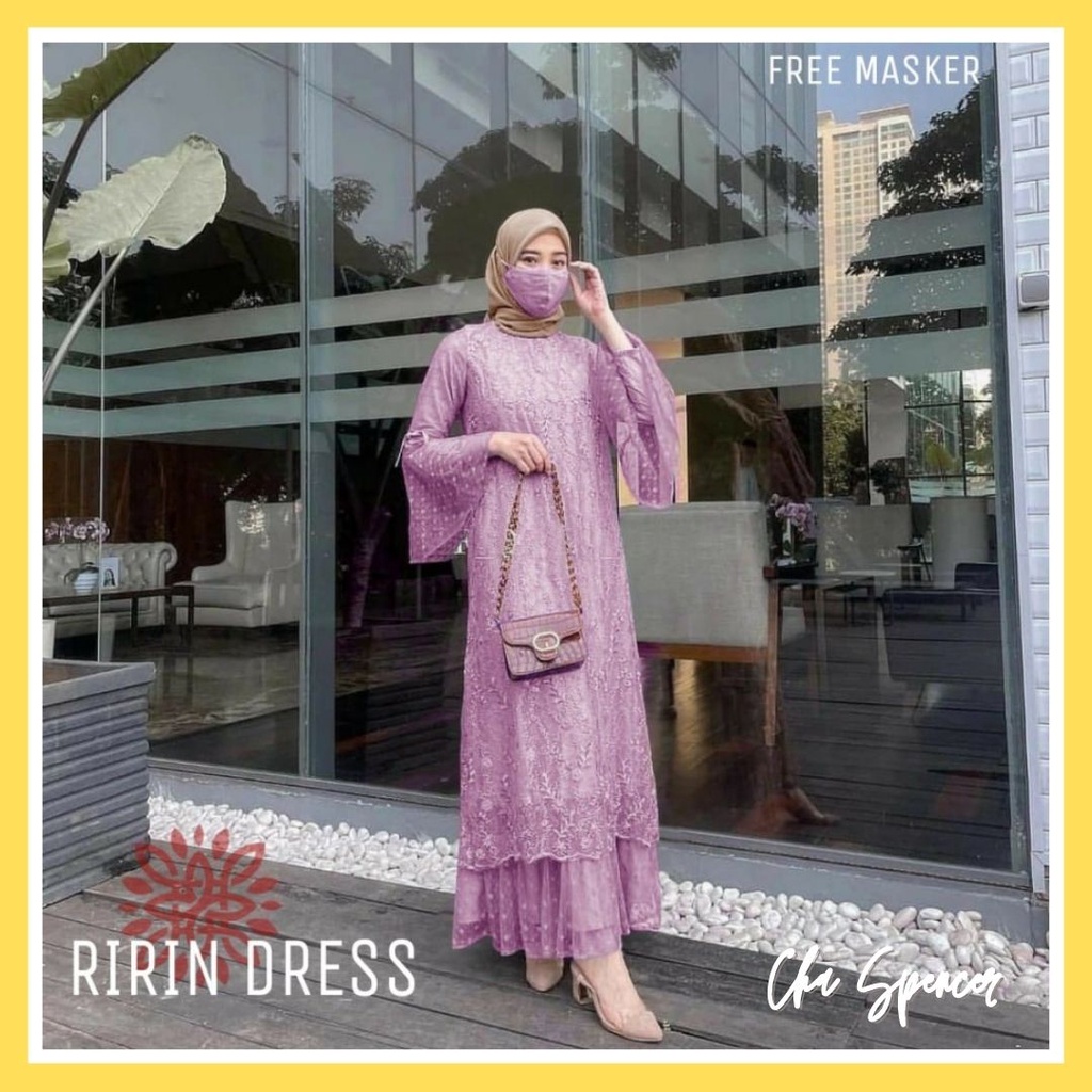 Baju Gamis Longdress Maxi Brukat Ririn Pesta Kondangan Wanita Muslim Dewasa Remaja Modern Mewah Mura