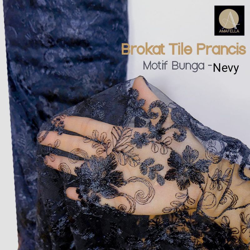 1meter (PANJANG 1 METER LEBAR 1.3)Kain Brukat Premium / Brokat Tile Prancis bahan Kebaya bordir nevi