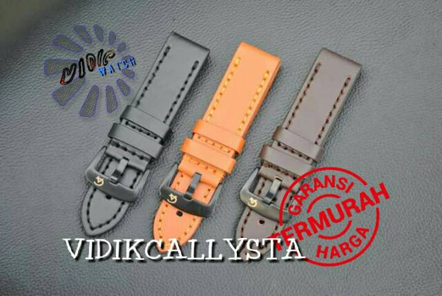 LEATHER STRAP AC 22 24 MM TALI KULIT KALEP JAM ALEXANDRE CHRISTIE COKLAT TUA HITAM