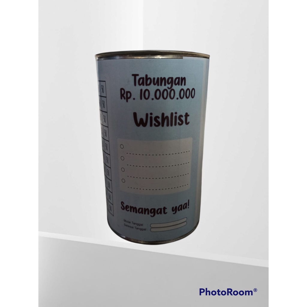 celengan kaleng target buka tutup 10juta 10jt 10 juta pecahan 50k 50 k 50rb