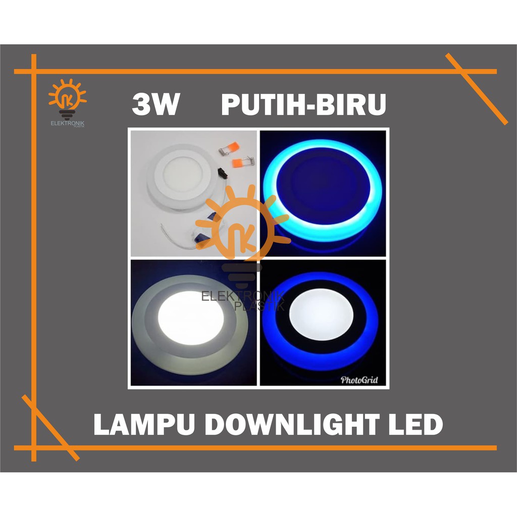 Lampu Downlight LED Panel 2 Warna Cahaya 3W+3 Watt - PUTIH - KUNING. PUTIH - BIRU. Downlight Inbouw