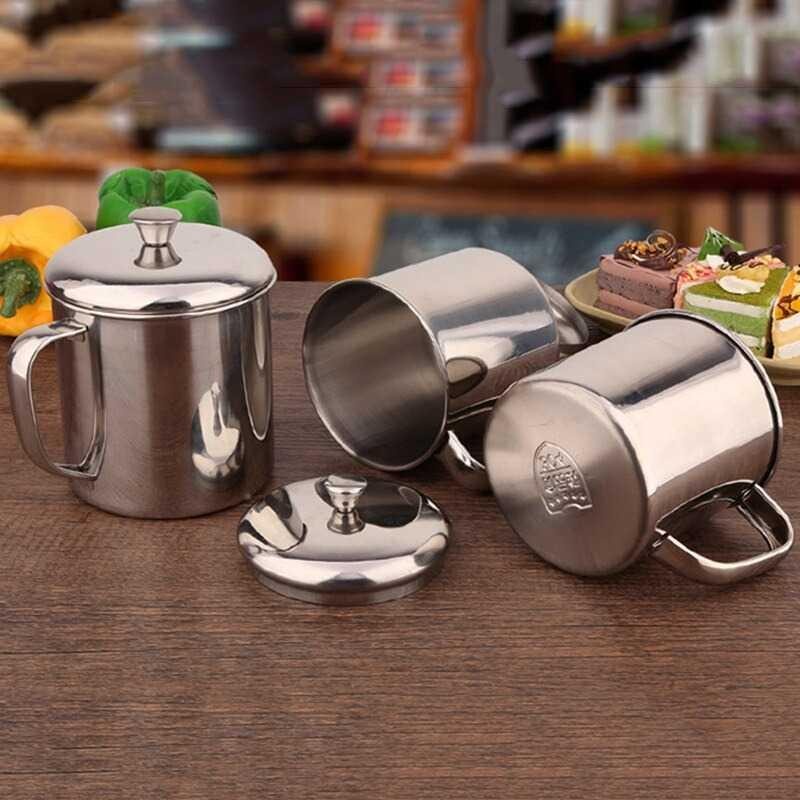 Gelas Susu Kopi Teh Bir Mug Drinkware Stainless Steel 350ml - HH-8604 - Silver