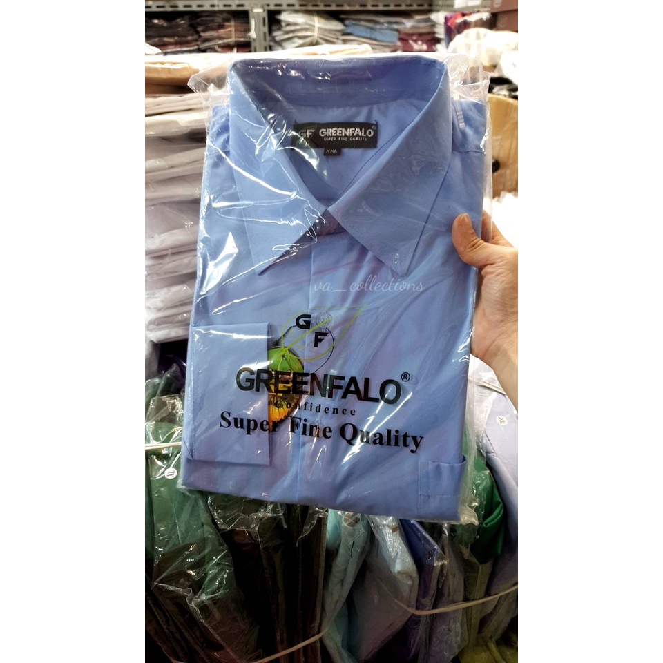 KEMEJA PRIA GREENFALO - KEMEJA POLOS LENGAN PANJANG PRIA DUSTY BLUE