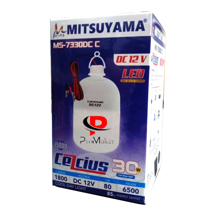 Bohlam Aki DC 12V LED 30 Watt Lampu Emergency Mitsuyama Celcius MS-7330DC Original