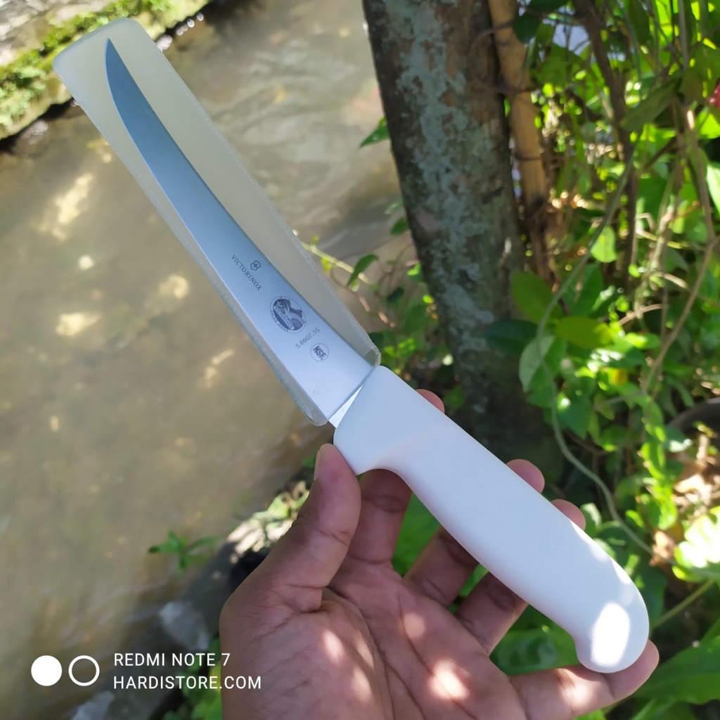 VICTORINOX Pisau Pelepas Daging 15 cm Victorinox Boning 5.6607.15 Fibrox White Original Swiss