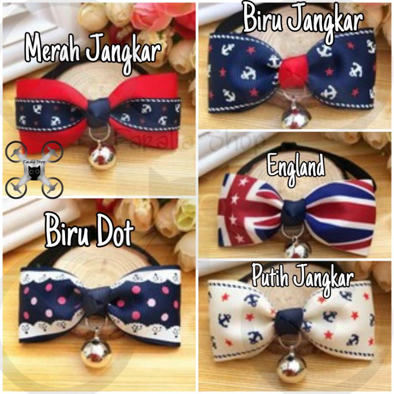 Kalung Pita Dasi Kupu-kupu Kucing Anjing Lonceng Dog Cat Pet Collar Motif Lucu