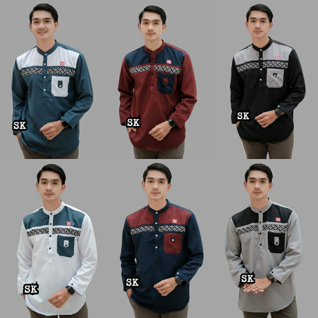 Baju Koko Pria Gus Azmi Syubbanul Muslimin Kombinasi Hadroh Azzahir Hilw HO187 KEMEJA KOKO PRIA BAJU