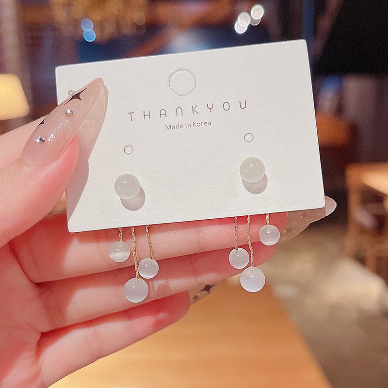 Anting Tusuk Gantung Bahan Sterling silver 925 Hias Opal Untuk Wanita