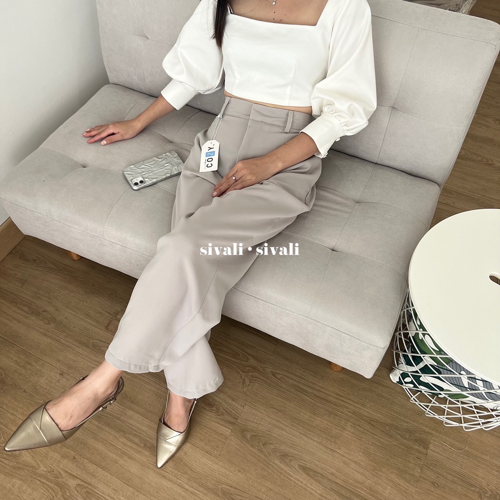 SIVALI Rozel Pants 299 - Loose Pants for Petite - Trousers Wanita - Celana Anti Kusut - Celana Kulot Wanita - Celana Kantor Formal / Casual