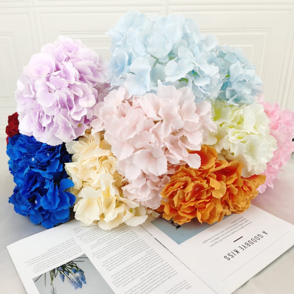 Bunga Hydrangeas Bunga Hortensia Artificial Flower Peony Bouquet Bunga Palsu Sutra Satin Buket Bunga Cabang Hidrangeas