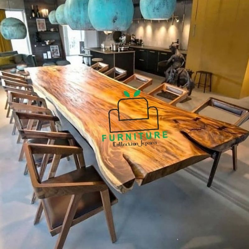 KURSI MAKAN SET KAYU JATI NATURAL / MEJA KAYU JATI UTUH KLASIK