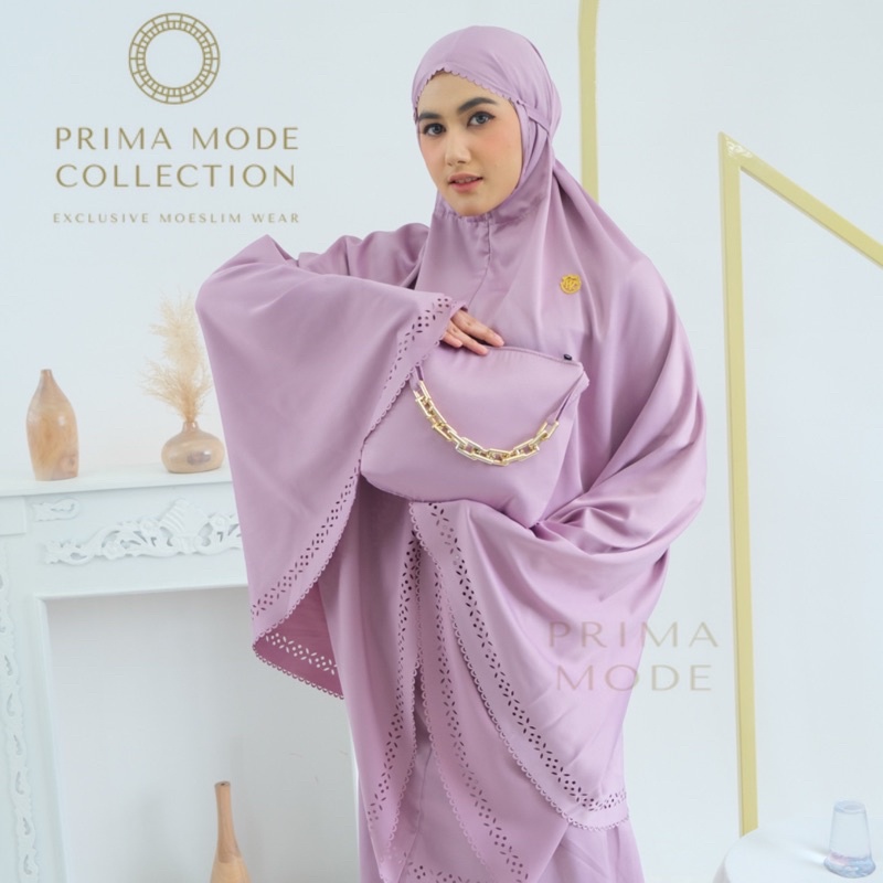 Mukena Dewasa Silky Daily Lasercut 2in1 Chain Series Aleesa Tas Rantai Aleena