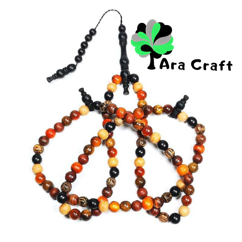 Tasbih Kayu kombinasi 11 Jenis Kayu Bertuah Tasbih 99 Nagasari Kelor Secang