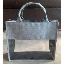 Tote Bag Tas kosmetik Mika Transparan Wanita Korea 25×12×22