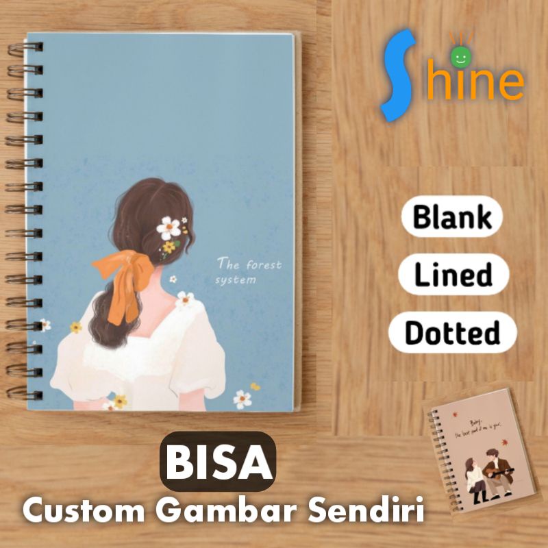 

Aesthetic Notebook Spiral A5 Shine Blank Lined Dotted Graph