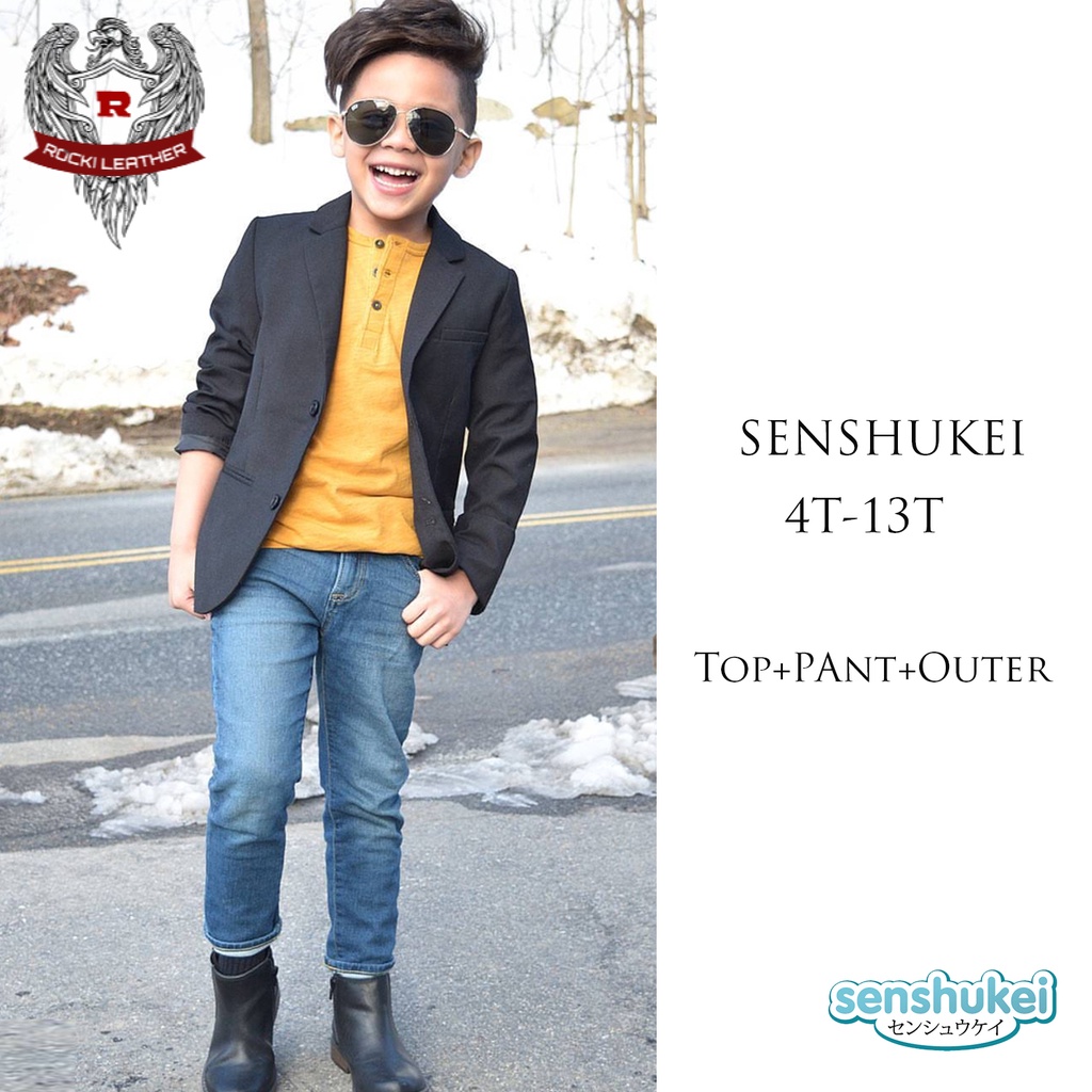 jas anak jasket blazer anak Baju Setelan Jas Blazer Semi Formal Anak Laki Laki Hitam FO2003