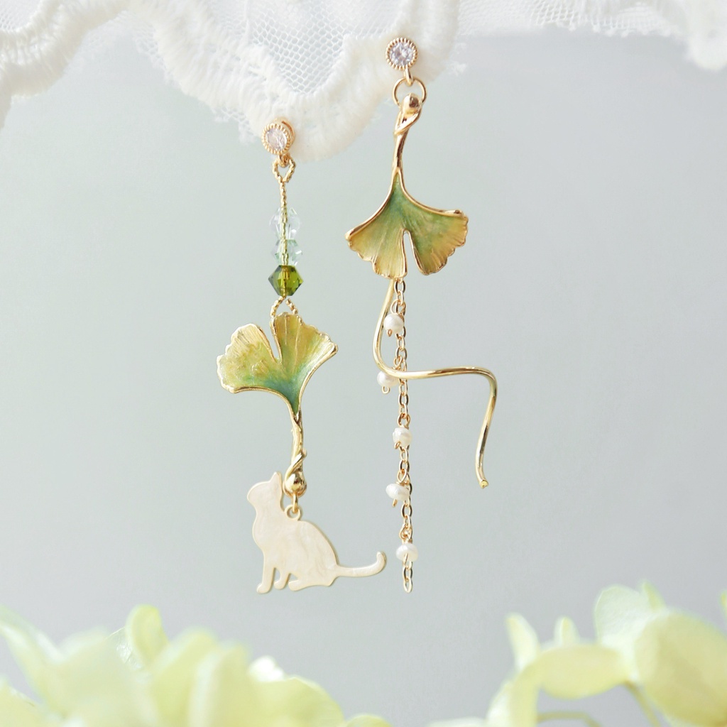 Japanese Fairy Style Gentle Sweet Summer Flower Leaves Tassel Earrings for Women Gift