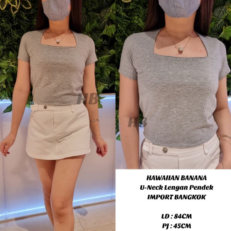 HAWAIIAN BANANA /ATASAN U-NECK LENGAN PENDEK IMPORT BANGKOK / REAL PICT N REAL VIDEO