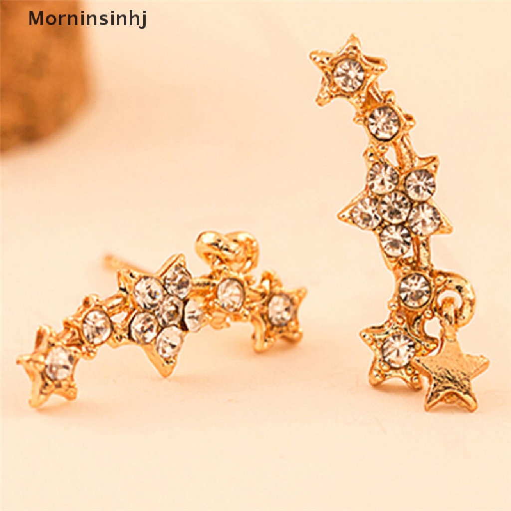 Mornin Bintang Kristal Berlian Imitasi Ear Stud Earring Eardrop Anting Wanita Perhiasan Fashion id