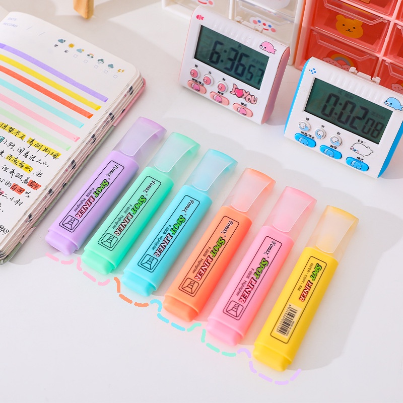 2pcs/Set Durable Large Capacity Candy Color Highlighter For Students