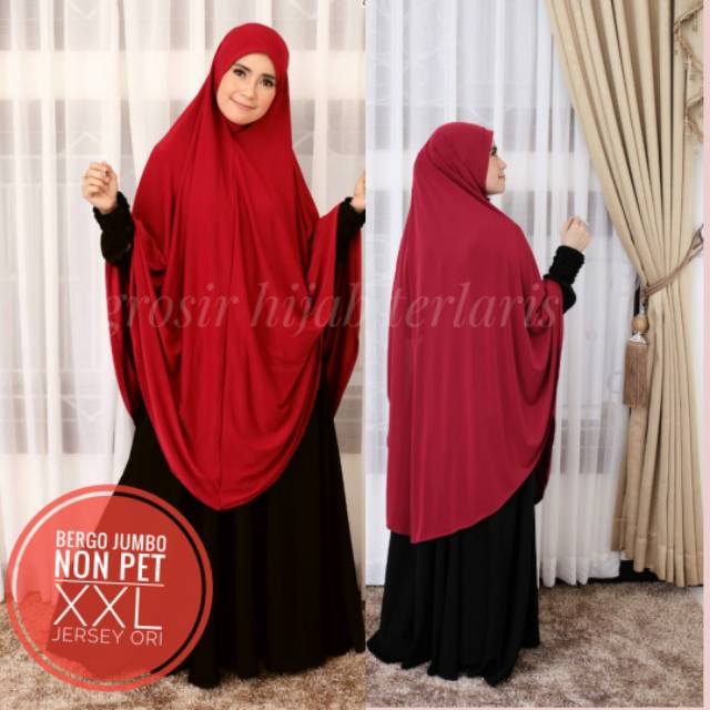 Hijab instan simple non pet | Bergo khimar jumbo non pet | bahan jersey premium