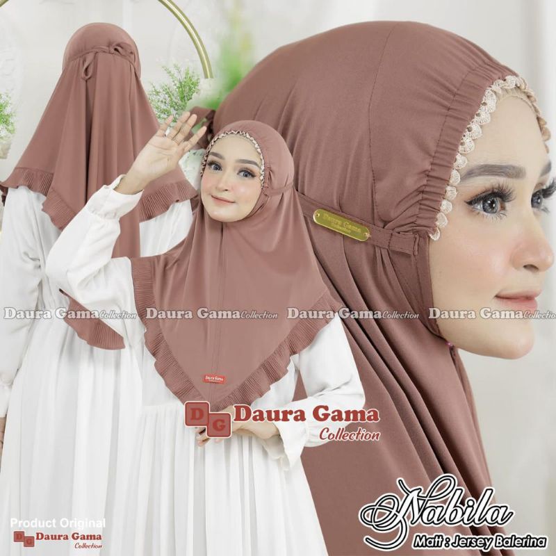Jilbab Instant Renda Kerut / Bergo Kerut Nabila Ori Dauragama