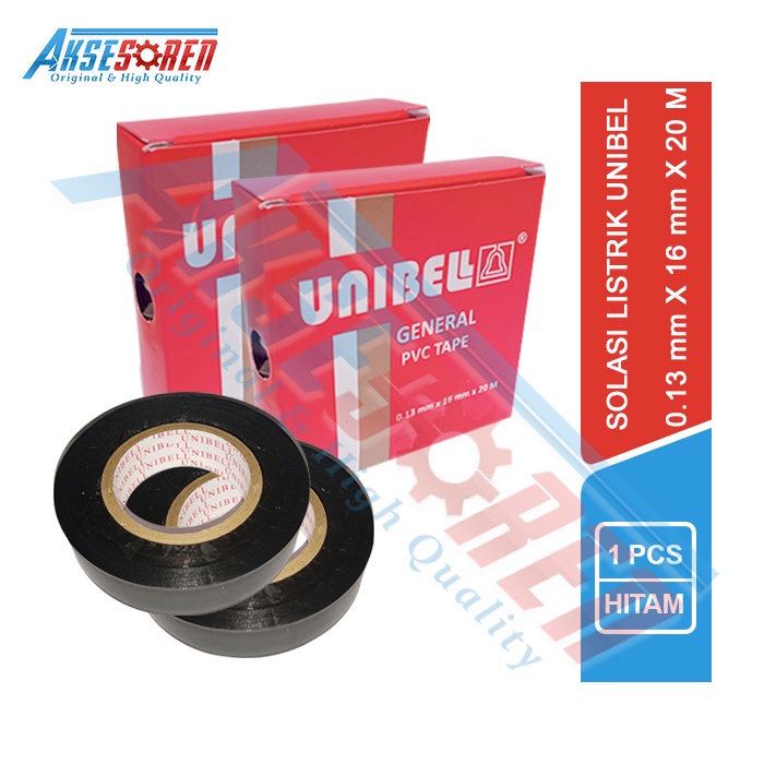 

SELOTIP KABEL LISTRIK UNIBELL GENERAL PVC TAPE [0.13 MM X 16 MM X 20 M] / ISOLASI KABEL / LAKBAN HITAM / SOLASI KECIL / TAPE / PEREKAT / ELECTRICK