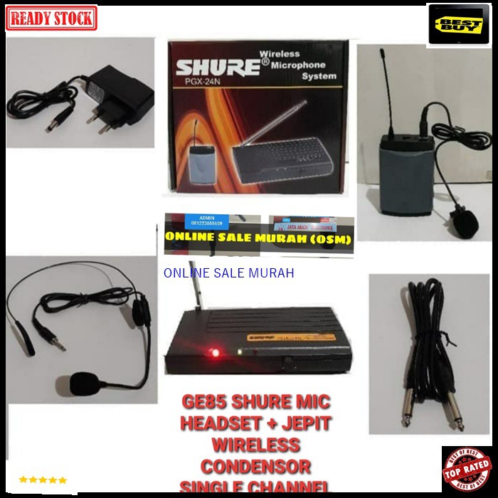 G85 Shure Mic Wireless system Single headset bando klip clip on kancing kerah mik wireles microphone mikrophone profesional pro karaoke audio sound vokal vocal panggung dj studio Jepit baju Condensor sensitif aux G85   BISA SEGALA JENIS AUDIO UNIVERSAL  S