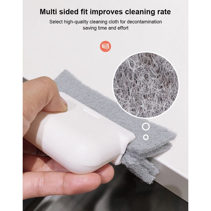 ღ 2-In-1 Alur Celah Sikat Pembersih Windows Slot Cleaner Genggam Celah Kain Pintu Geser mengikuti Pembersih Spons Dilepas Dapur Gadget