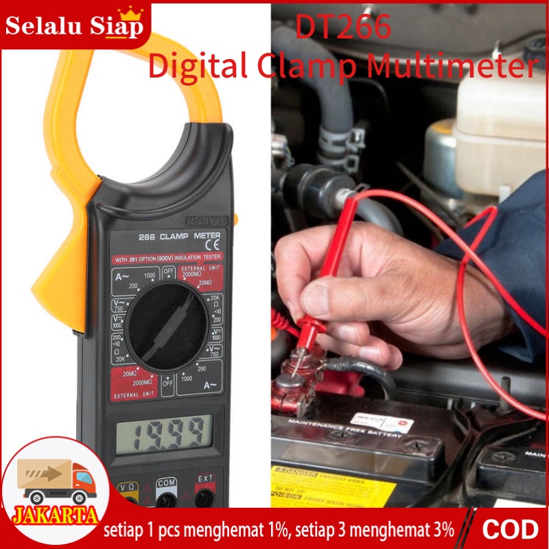 DT266 Digital Clamp Multimeter Tang Ampere Avo Meter Digital Multi Tester Alat Ukur DT-830B/ XL830