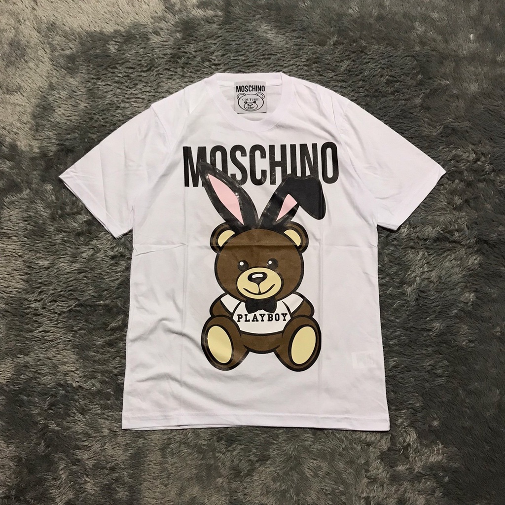KAOS TSHIRT MOSCHINO PLAYBOY BEAR WHITE AUTHENTIC ORIGINAL