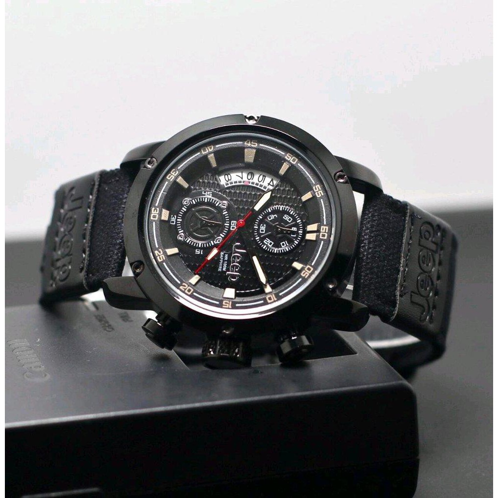 Ready JAM TANGAN JEEP EDITION CHRONO RG BLACK TALI KANVAS Limited