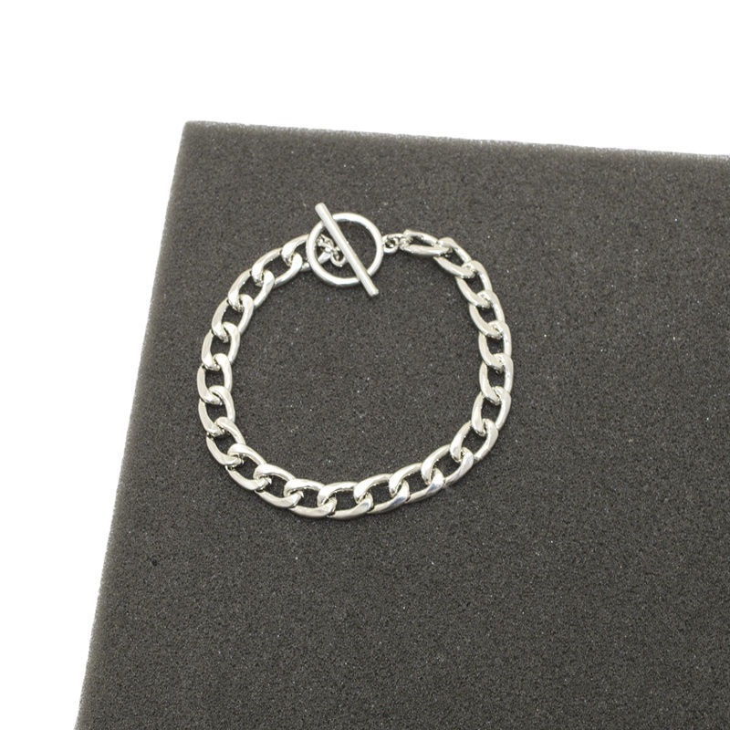 Korean O-shaped Buckle Silver Bracelet Personality Simple Thick Bracelet Titanium Steel Jewelry