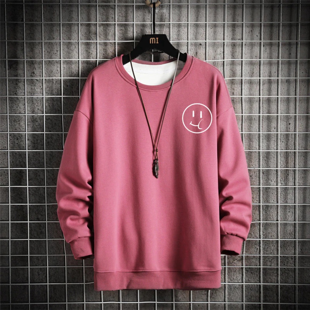 Smile logo Basic Sweater II Smile logo Sweater Crewneck II Sweatshirt SIZE M - XL ( Pria &amp; Wanita / Anak &amp; Dewasa )