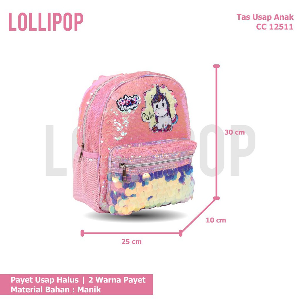 [KLIKTAS] Tas ransel anak perempuan Lollipop Unicorn 12510-12 - usap warna TK Paud sekolah