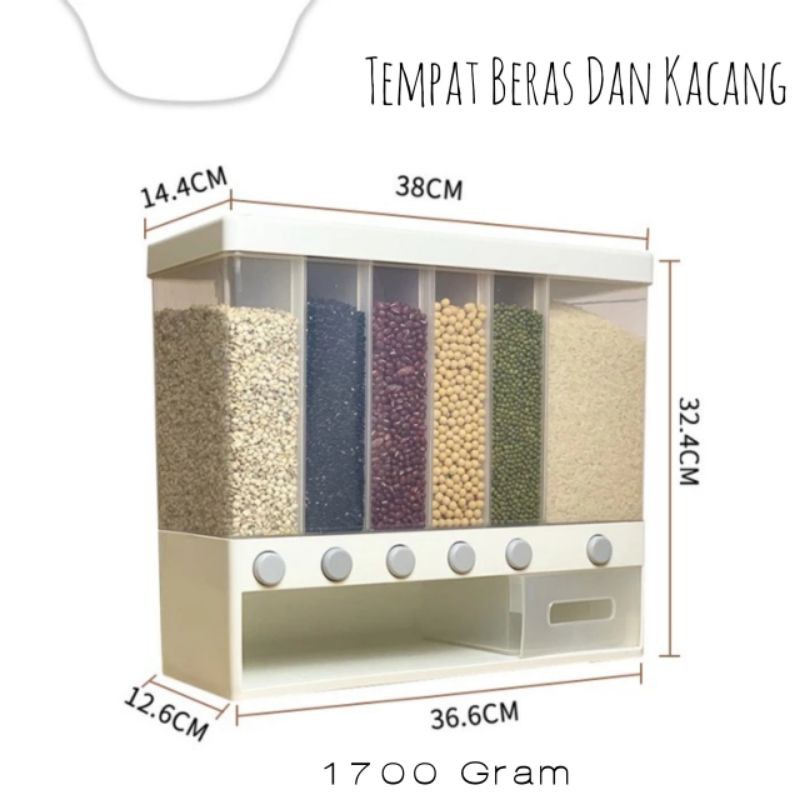 Dispenser Penyimpanan Beras Kacang - Kacangan