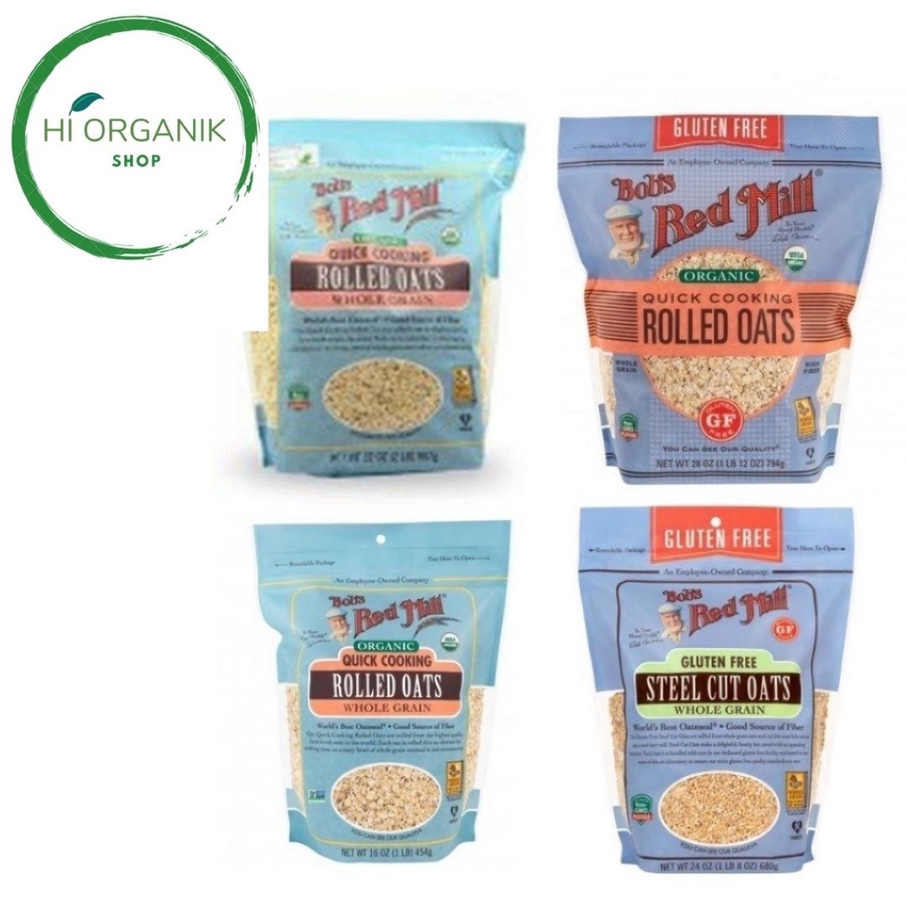 

Bob's Red Mill Quick Cooking Rolled Oats Oat GF 794 gr ; Quick Cooking Organic 907 gr ; Quick Cooking Organic 454 gr ; Steel Cut Oats Whole Grain 680 gr
