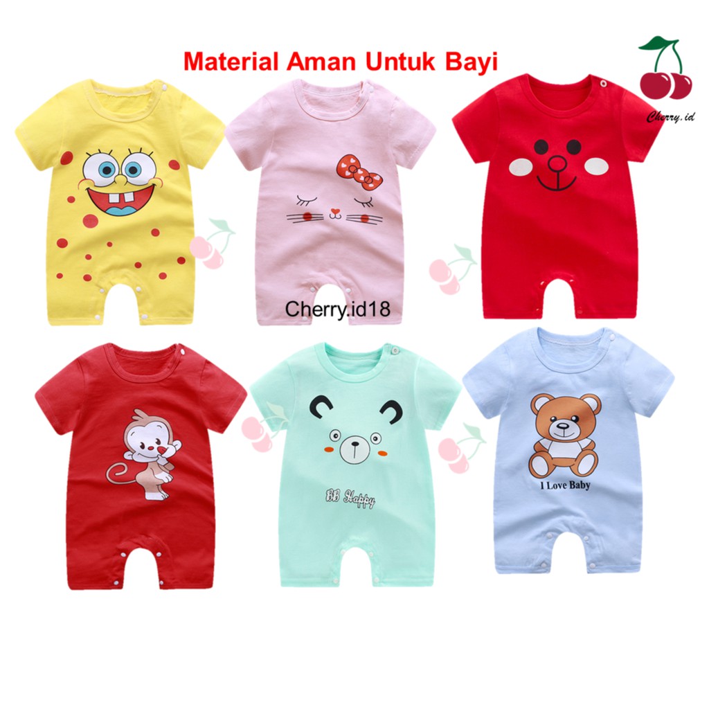 Cherry COD Jumper Bayi Import / Romper Bayi Import / Baju Bayi Kancing J008