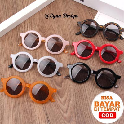 Kacamata Hitam Anak Balita Retro Bulat Sunglasses Sunnies