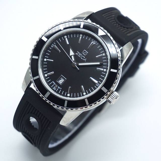 Jam Tangan Zeca 205M Tali Rubber Black Silver Pria / Cowok Original