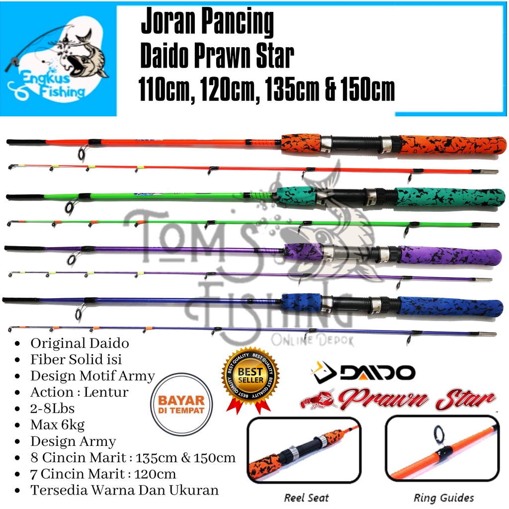 Joran Pancing Daido Prawn Star 100cm - 150cm (2-8Lbs) Lentur Murah Solid - Engkus Fishing