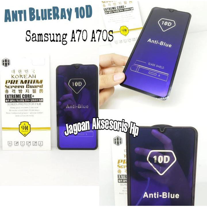 KOREAN Blue Ray 10D Samsung A70 A70S 6.7 inchi Tempered Glass FULL GLUE ANTI RADIASI