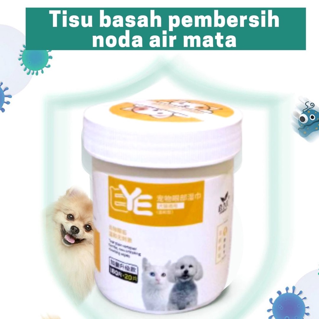Tisu Basah Pembersih Tear Stain/ Noda Air Mata Anjing Kucing TEAR STAIN REMOVER TISSUE CAT 200PCS LEBIH HEMAT FEFARM
