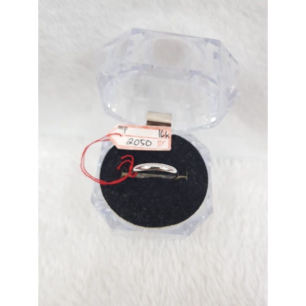 CC676M514M cincin emas kawin model polos simple penuh emas putih asli white gold couple bridal weddi