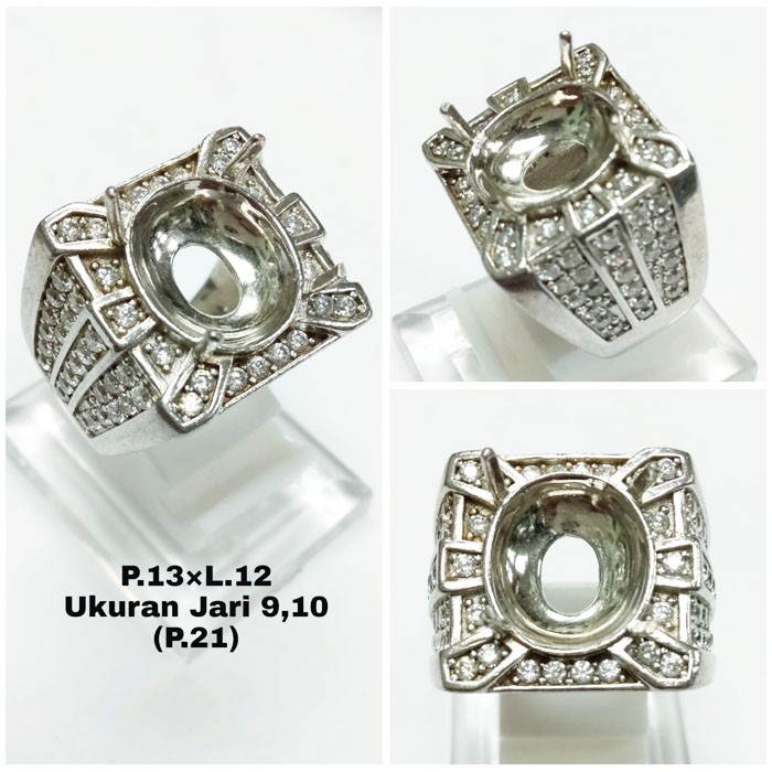 Cincin Perak HK925 Mangkok Silver Fashion Man Ring Stone